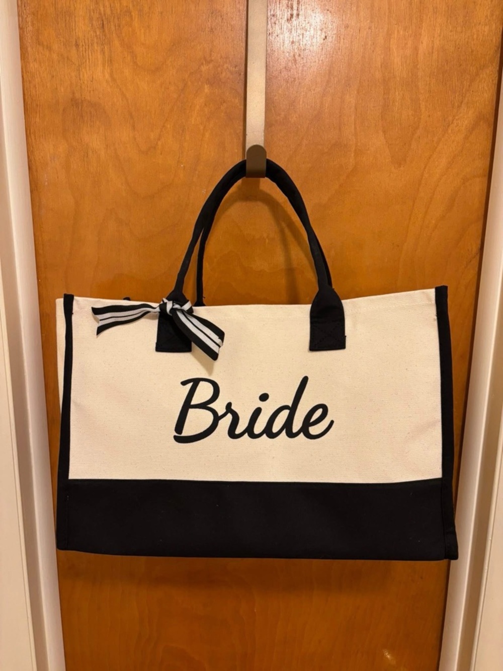 NWOT Bride Canvas Tote Bag in Black and Cream